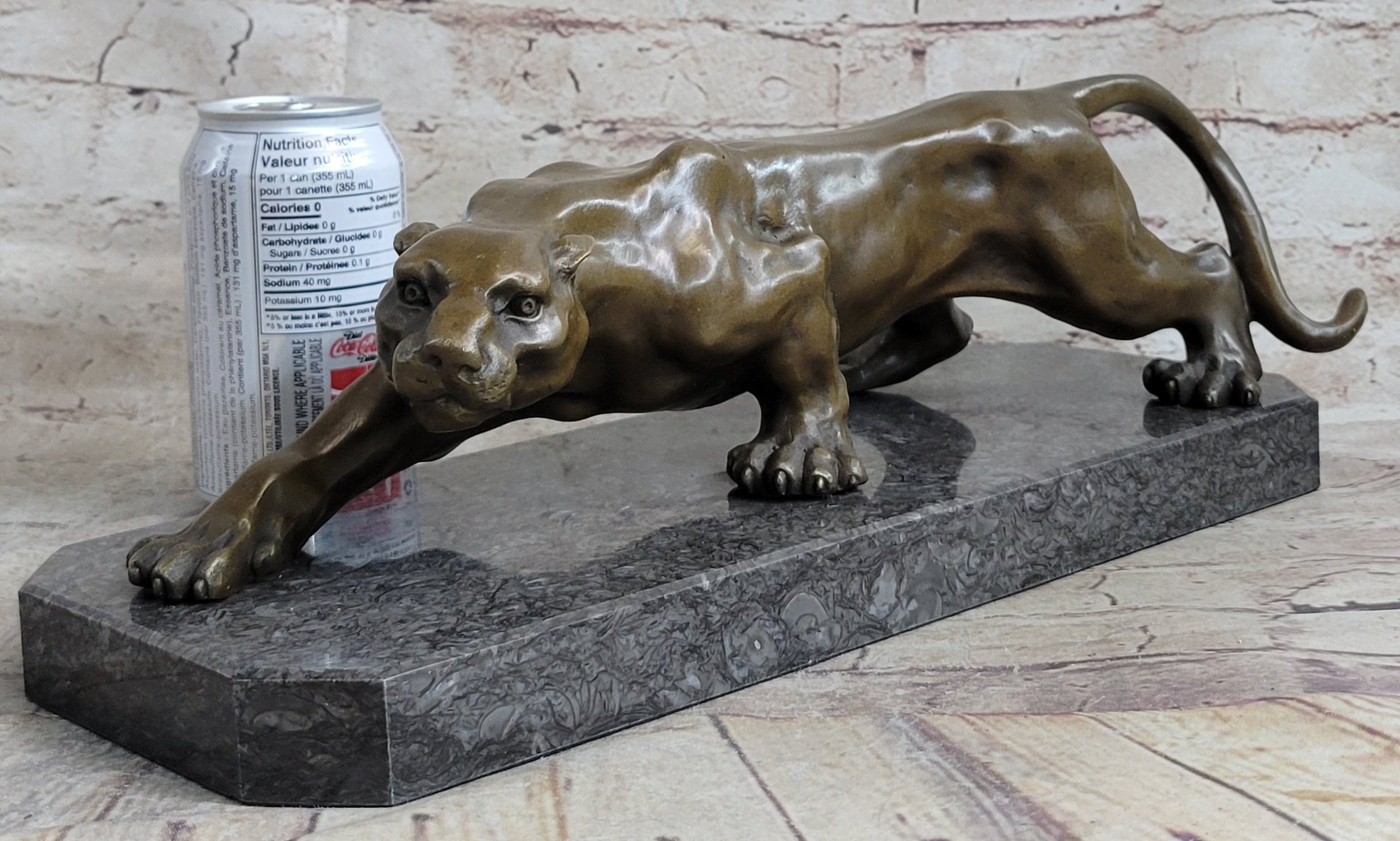 Cougar Panther Lioness Mountain Lion Bronze Sculpture Barye 5" x 16"