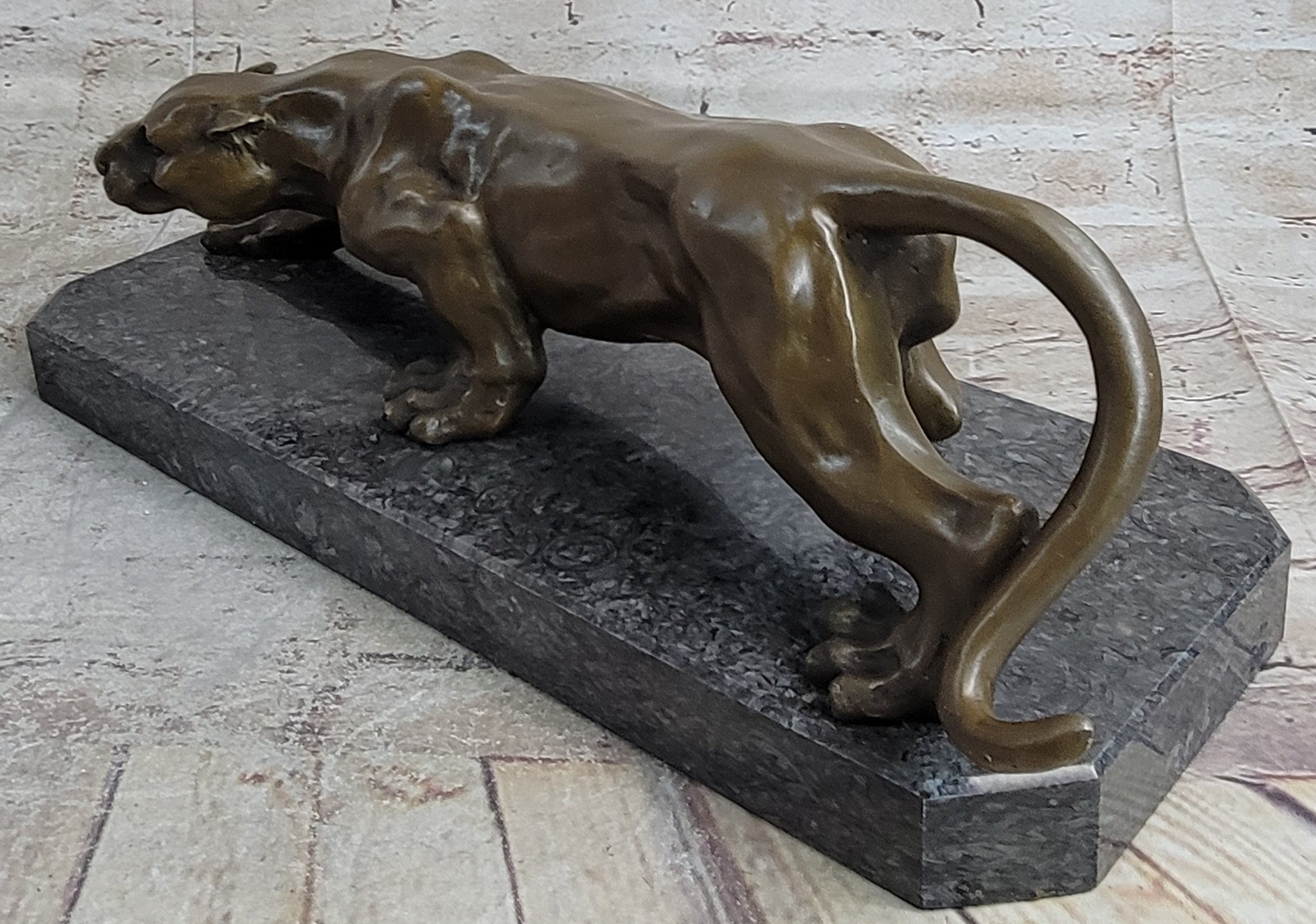 Cougar Panther Lioness Mountain Lion Bronze Sculpture Barye 5" x 16"