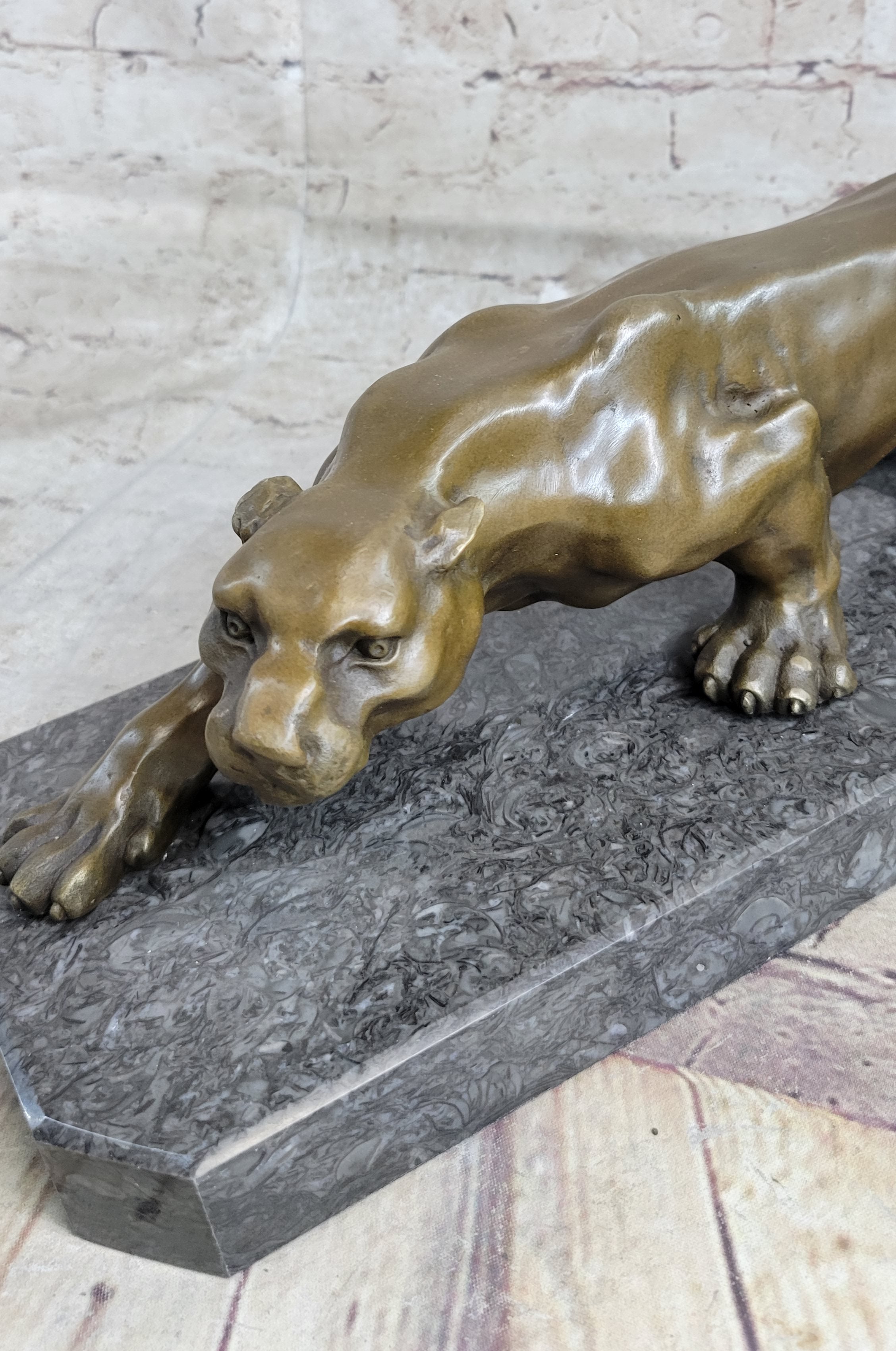 Cougar Panther Lioness Mountain Lion Bronze Sculpture Barye 5" x 16"