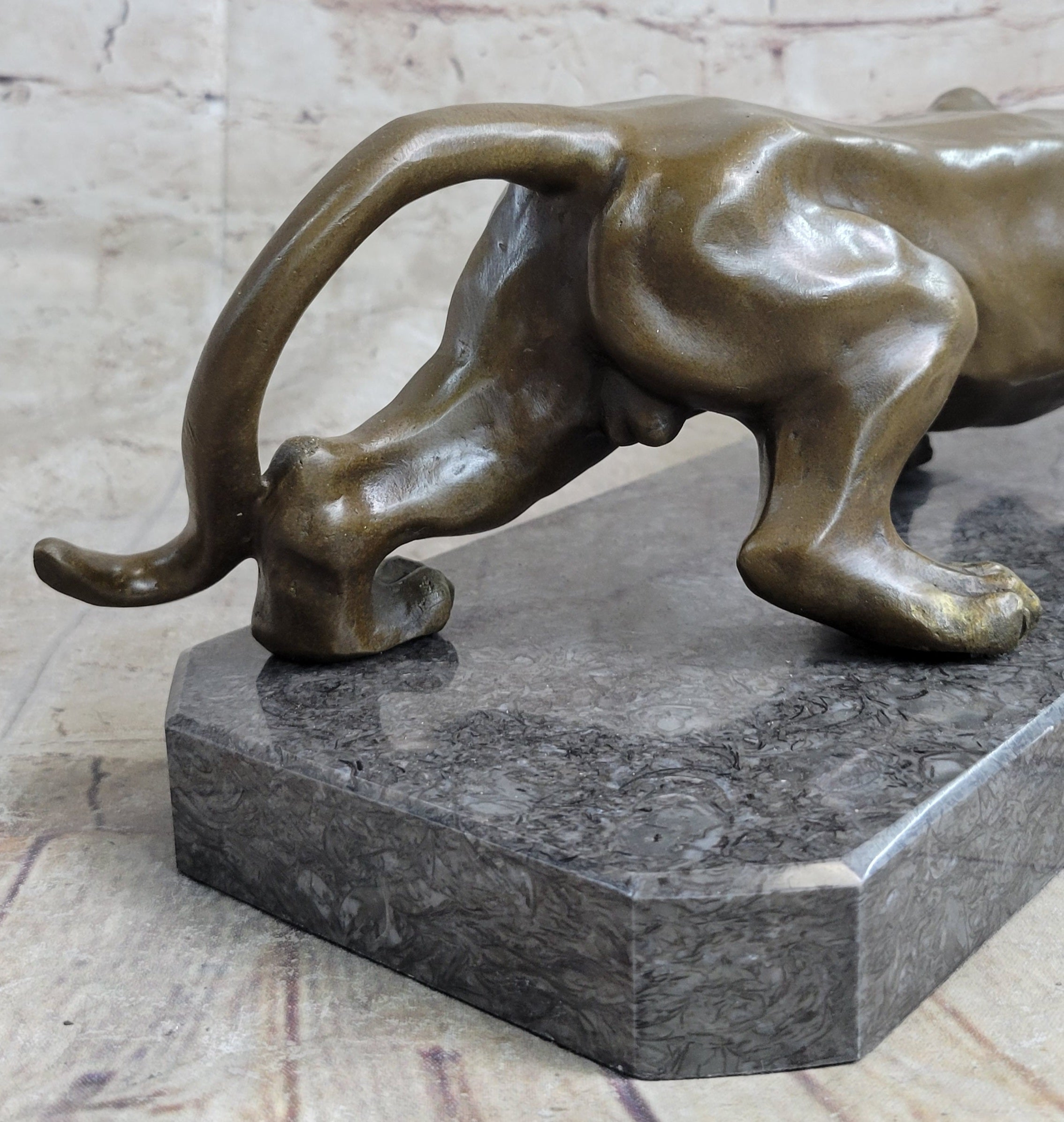 Cougar Panther Lioness Mountain Lion Bronze Sculpture Barye 5" x 16"