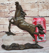Bronze Horse Sculpture w/ Crystal Ball - Signed Equestrian Art by Milo
