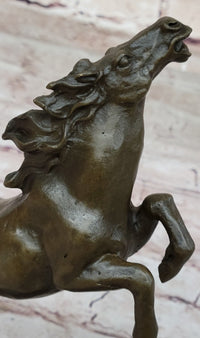 Bronze Horse Sculpture w/ Crystal Ball - Signed Equestrian Art by Milo