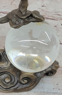 Bronze Horse Sculpture w/ Crystal Ball - Signed Equestrian Art by Milo