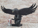 Incredibly Realistic and Large Bronze Sculpture of a Hunting Eagle Figurine