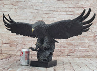 Incredibly Realistic and Large Bronze Sculpture of a Hunting Eagle Figurine