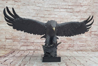 Incredibly Realistic and Large Bronze Sculpture of a Hunting Eagle Figurine