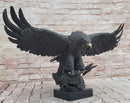 Incredibly Realistic and Large Bronze Sculpture of a Hunting Eagle Figurine