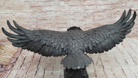Incredibly Realistic and Large Bronze Sculpture of a Hunting Eagle Figurine