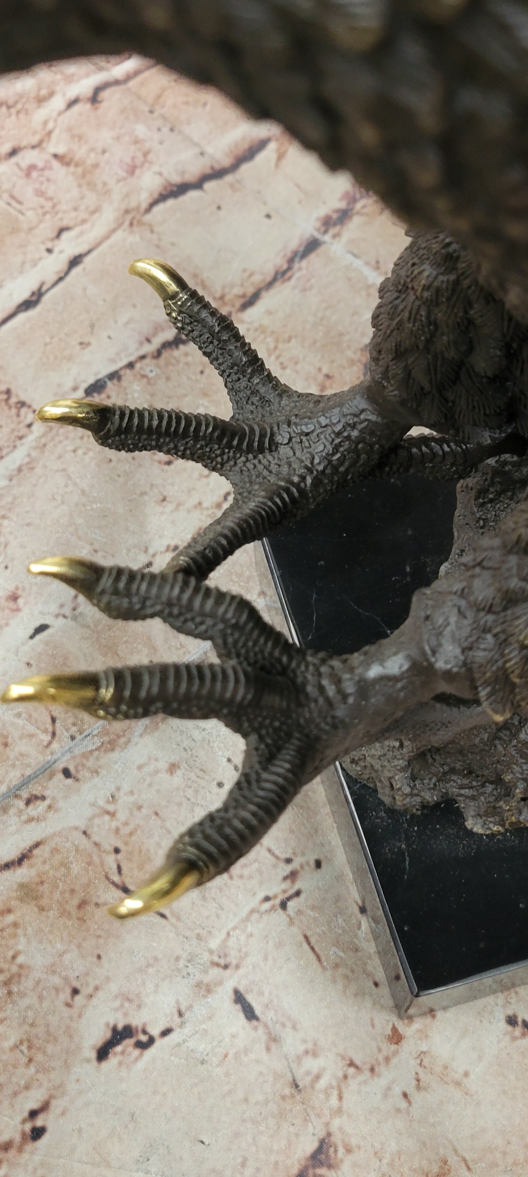 Incredibly Realistic and Large Bronze Sculpture of a Hunting Eagle Figurine