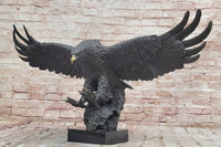 Incredibly Realistic and Large Bronze Sculpture of a Hunting Eagle Figurine