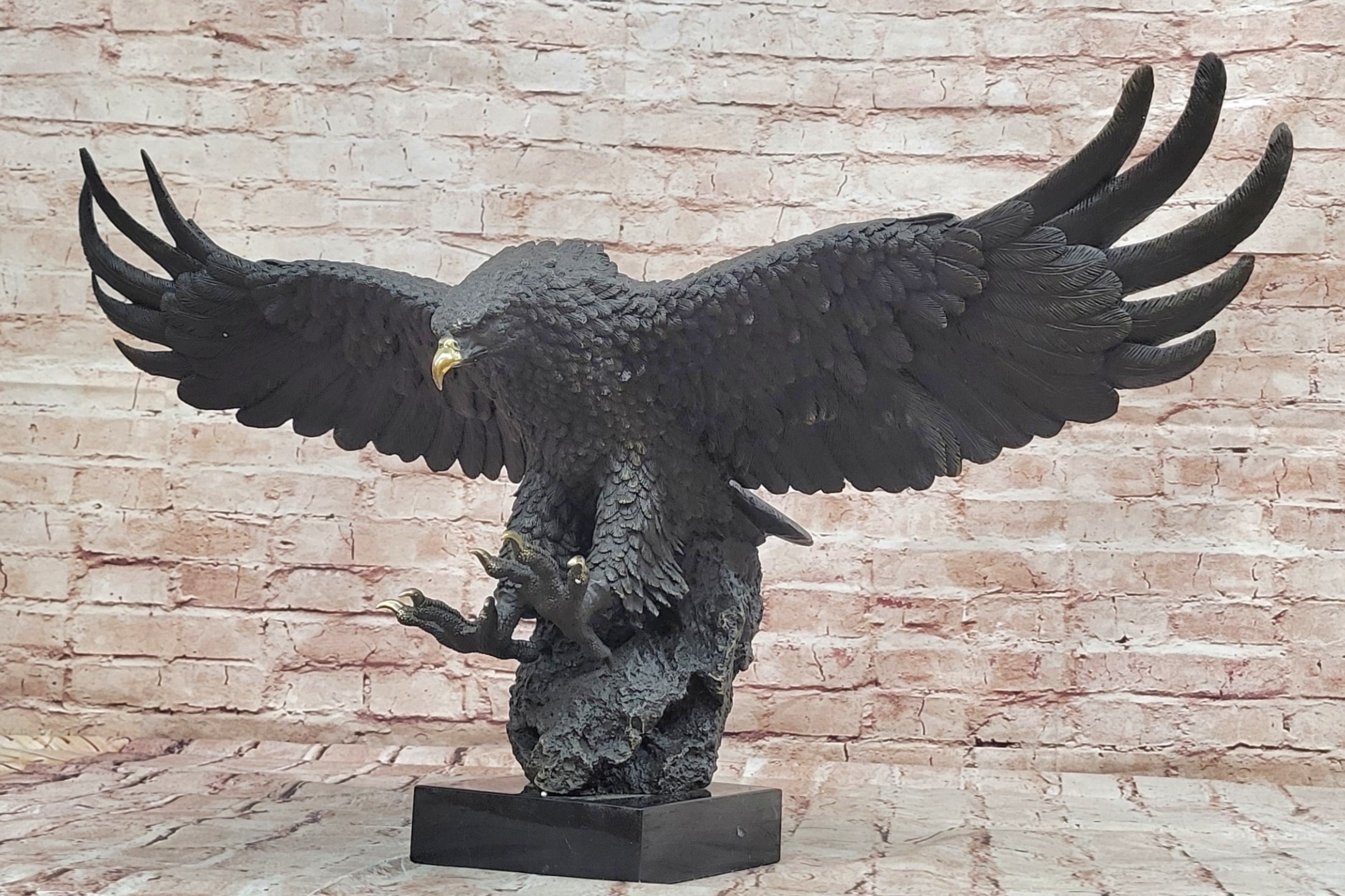 Incredibly Realistic and Large Bronze Sculpture of a Hunting Eagle Figurine