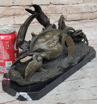 Bronze Crab Sculpture Coastal Marine on Marble Base