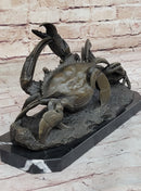 Bronze Crab Sculpture Coastal Marine on Marble Base