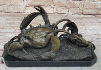 Bronze Crab Sculpture Coastal Marine on Marble Base