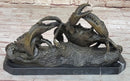 Bronze Crab Sculpture Coastal Marine on Marble Base