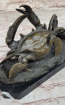 Bronze Crab Sculpture Coastal Marine on Marble Base