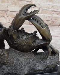 Bronze Crab Sculpture Coastal Marine on Marble Base