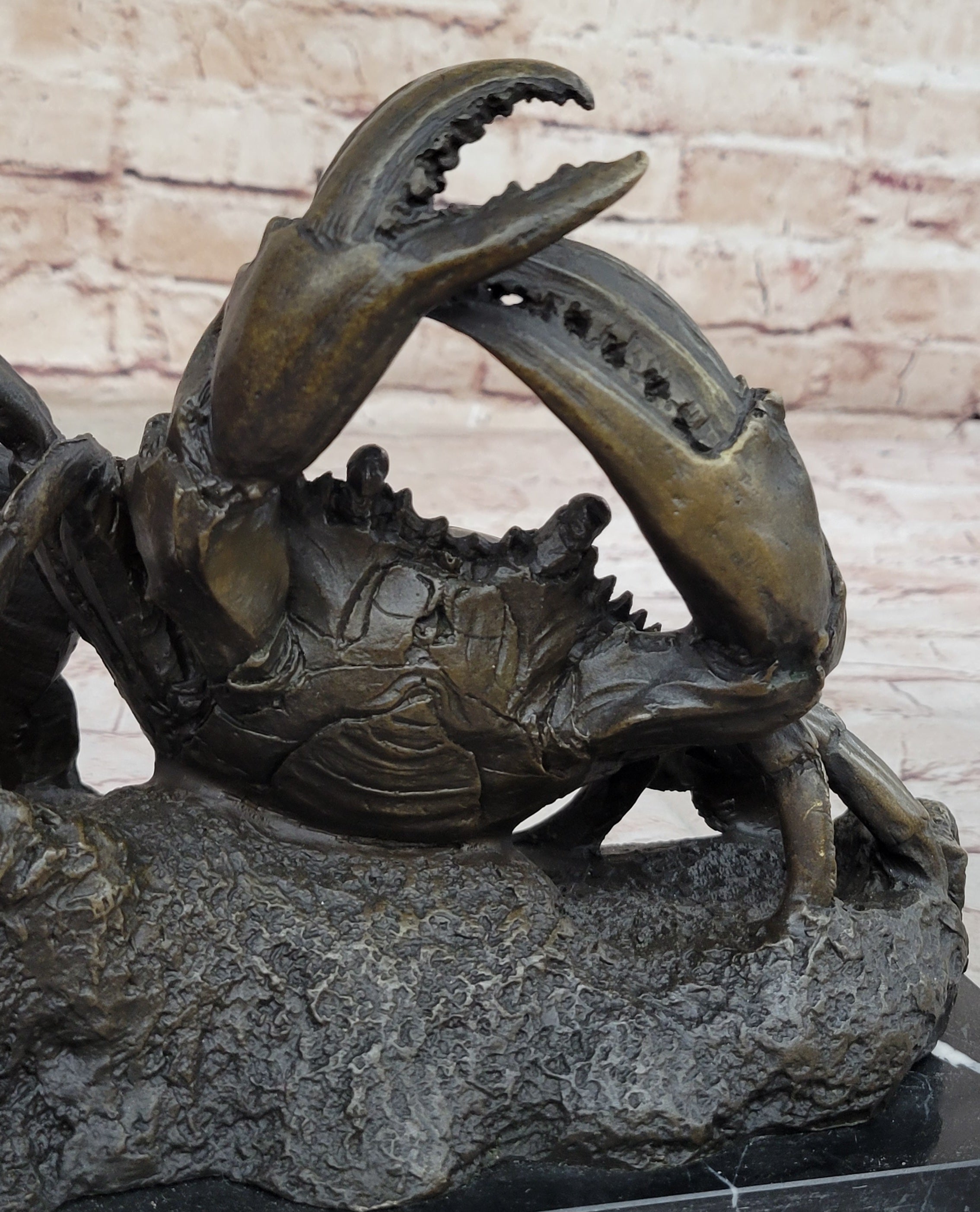 Bronze Crab Sculpture Coastal Marine on Marble Base