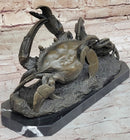 Bronze Crab Sculpture Coastal Marine on Marble Base