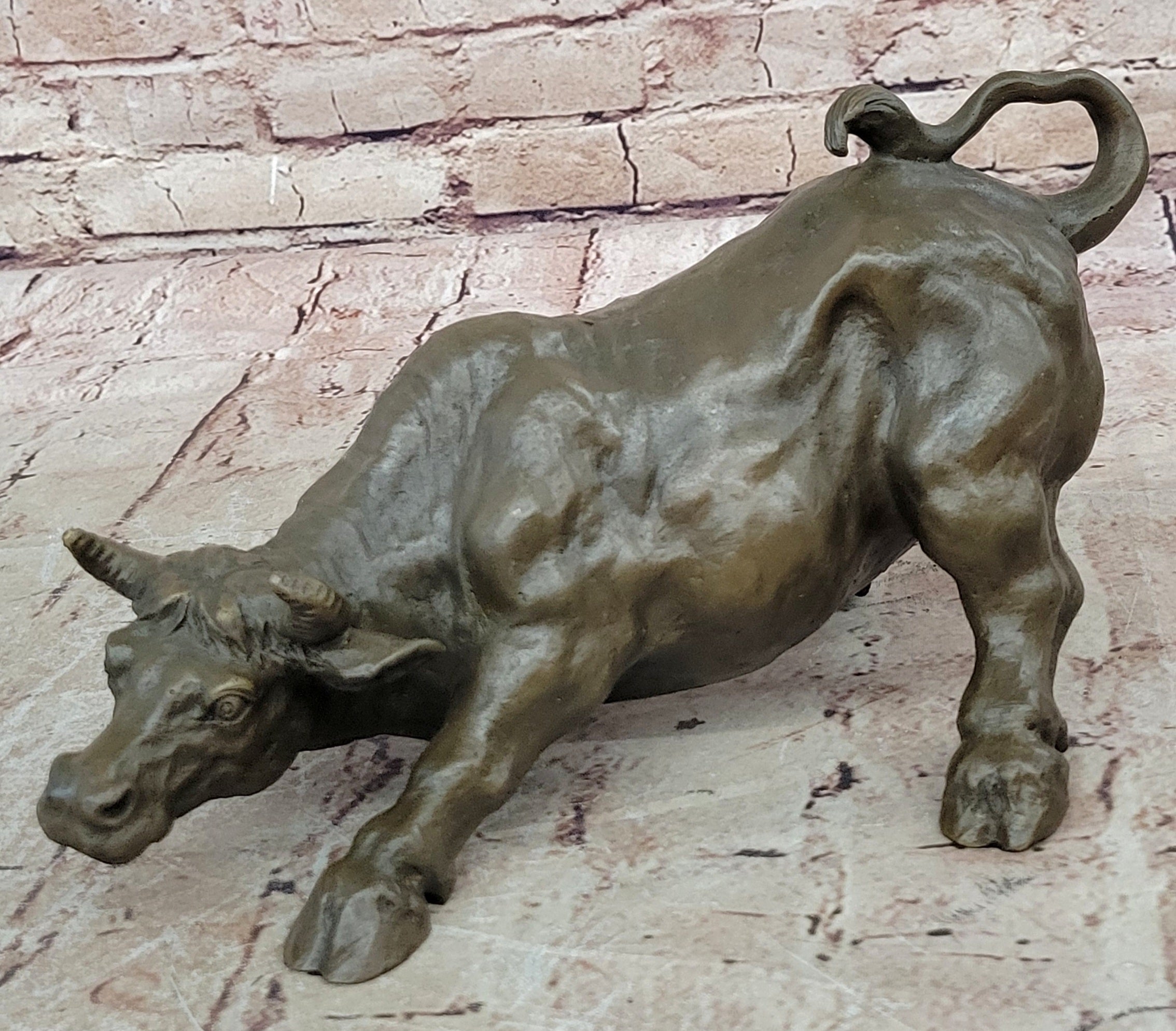 Bronze Abstract Bull Horns Sculpture Stock Broker Sale