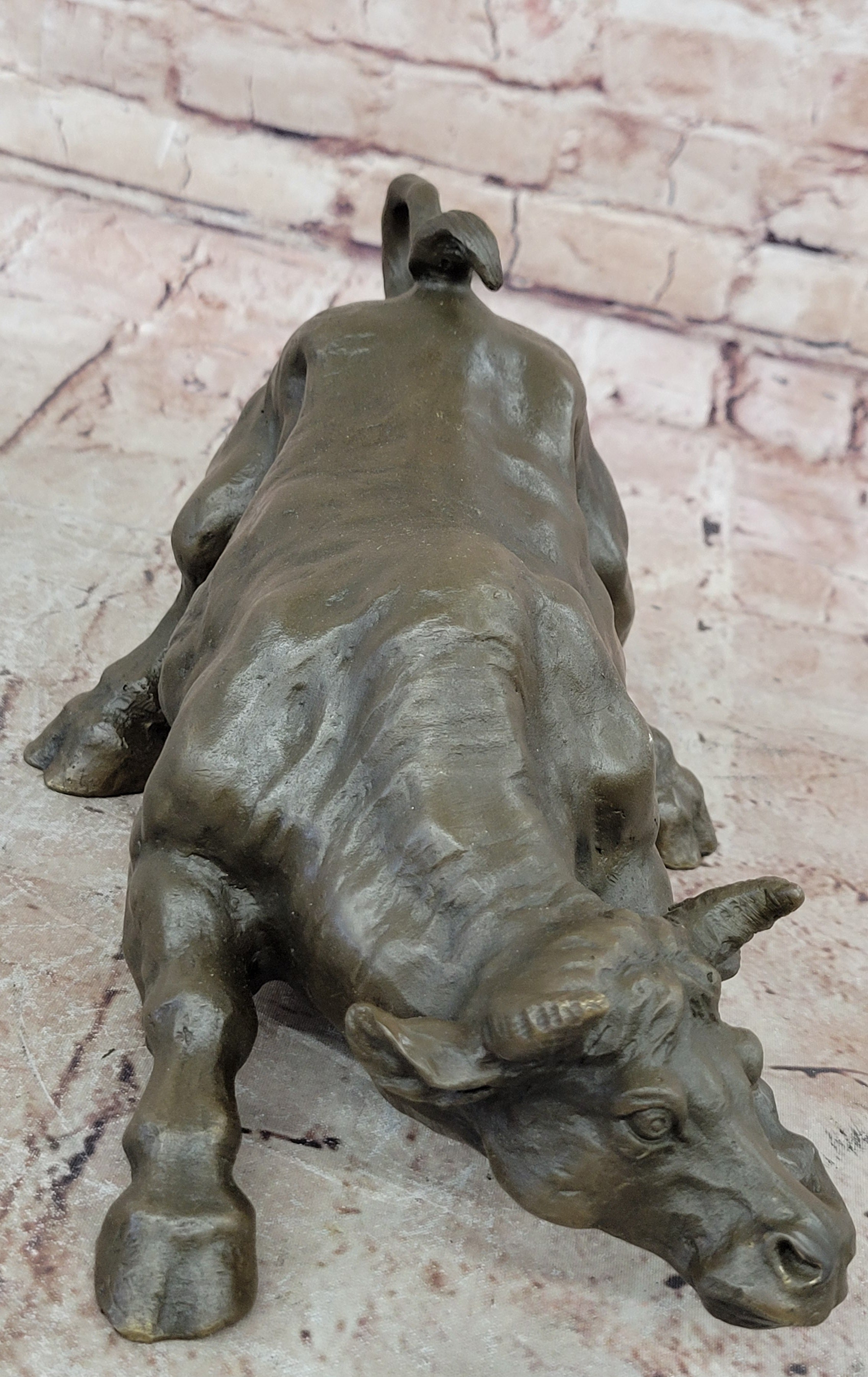 Bronze Abstract Bull Horns Sculpture Stock Broker Sale