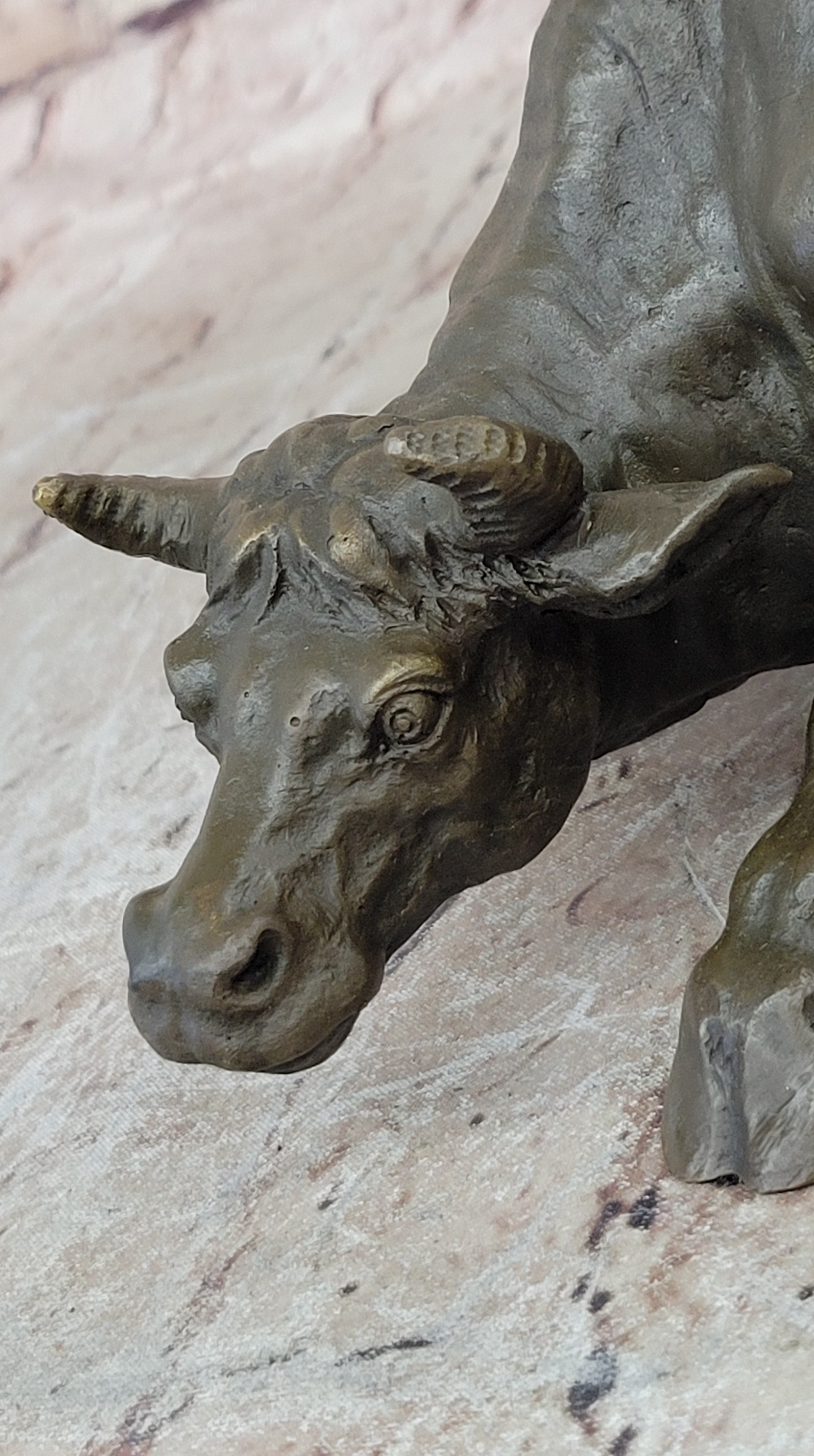 Bronze Abstract Bull Horns Sculpture Stock Broker Sale