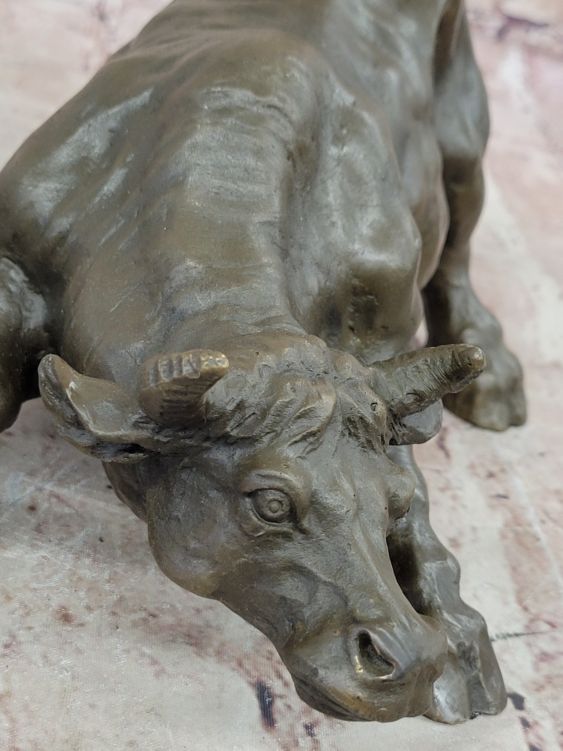 Bronze Abstract Bull Horns Sculpture Stock Broker Sale