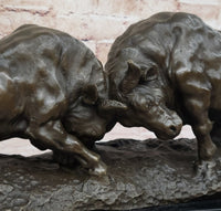 Dueling Bulls Bronze Bull Sculpture by Milo