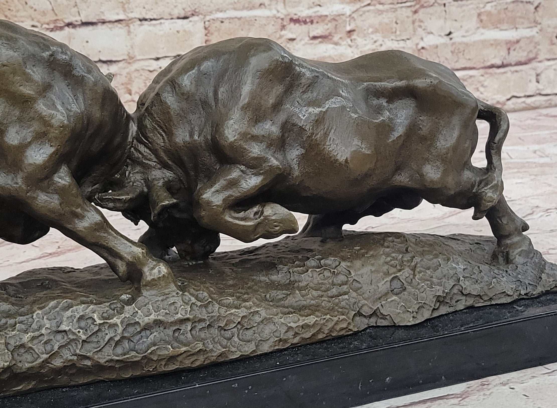 Dueling Bulls Bronze Bull Sculpture by Milo