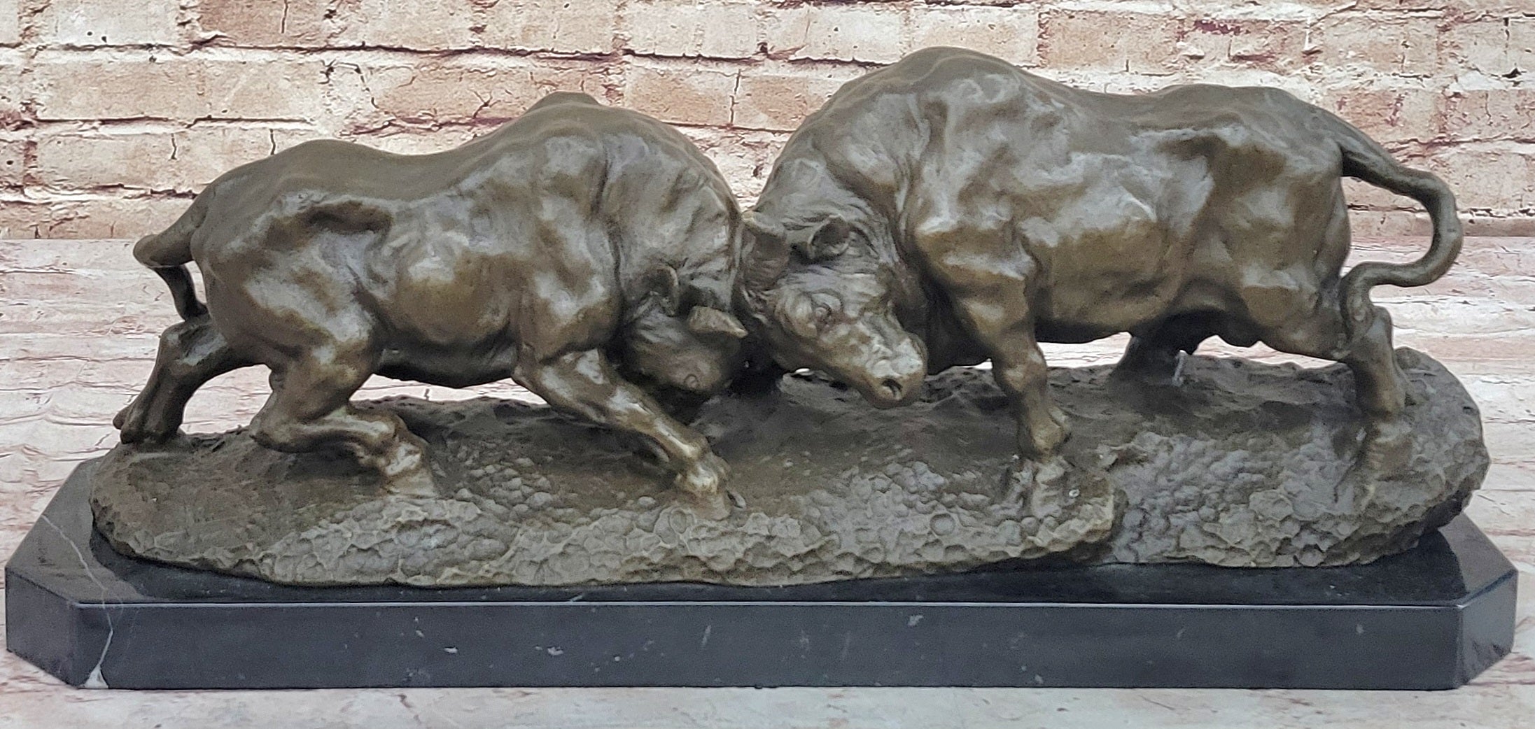 Dueling Bulls Bronze Bull Sculpture by Milo