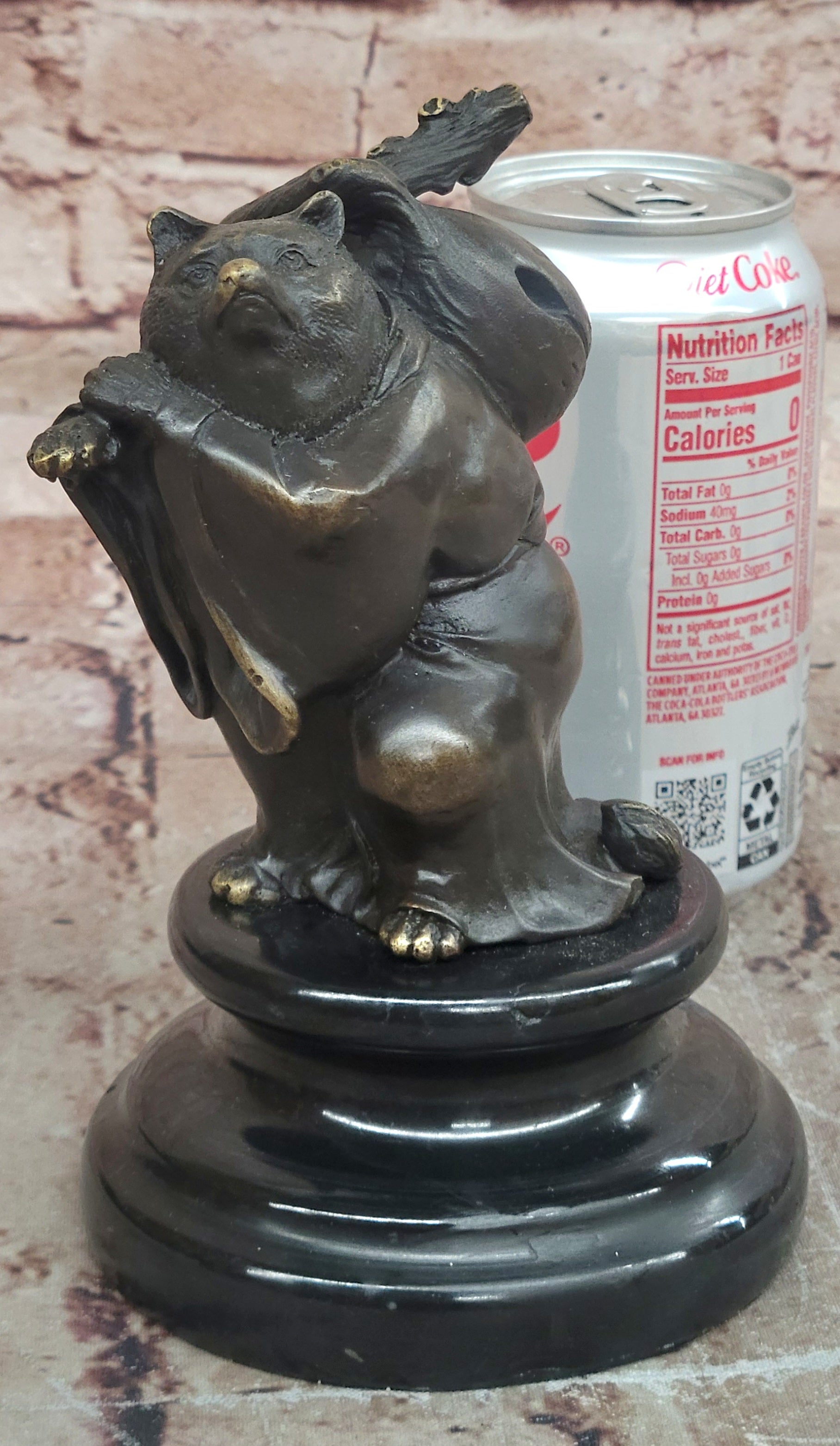 Vintage Signed Milo Japanese Tanuki Raccoon Dog Bronze Sculpture Statue