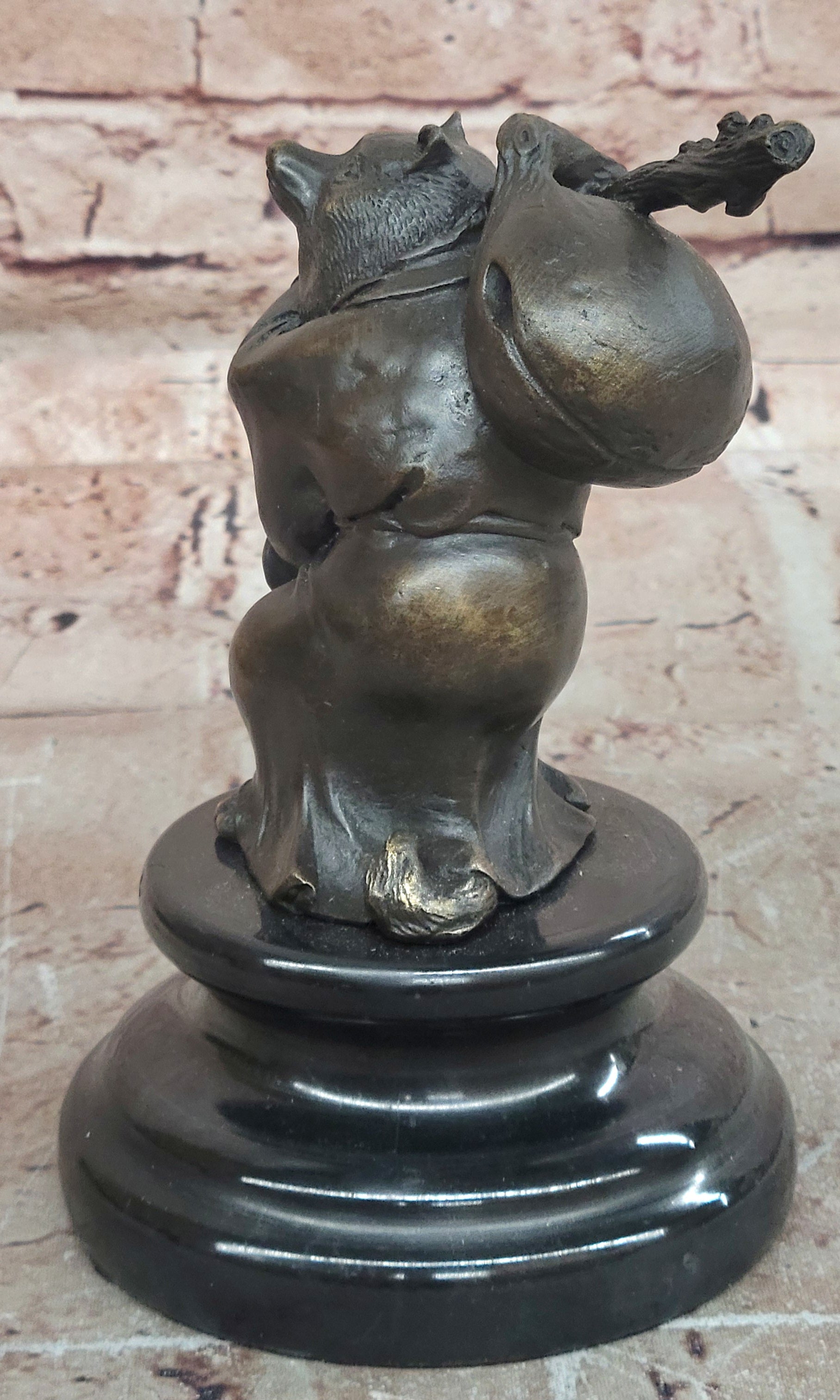 Vintage Signed Milo Japanese Tanuki Raccoon Dog Bronze Sculpture Statue