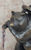 Vintage Signed Milo Japanese Tanuki Raccoon Dog Bronze Sculpture Statue