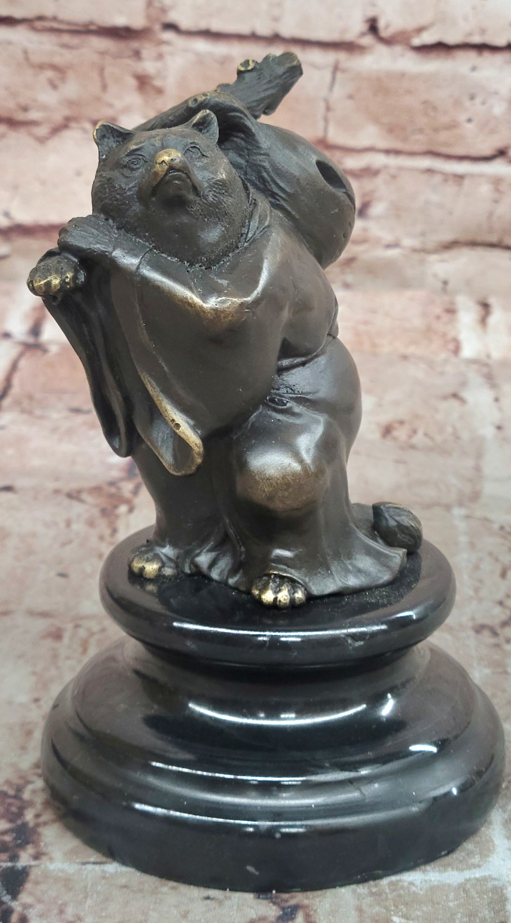 Vintage Signed Milo Japanese Tanuki Raccoon Dog Bronze Sculpture Statue