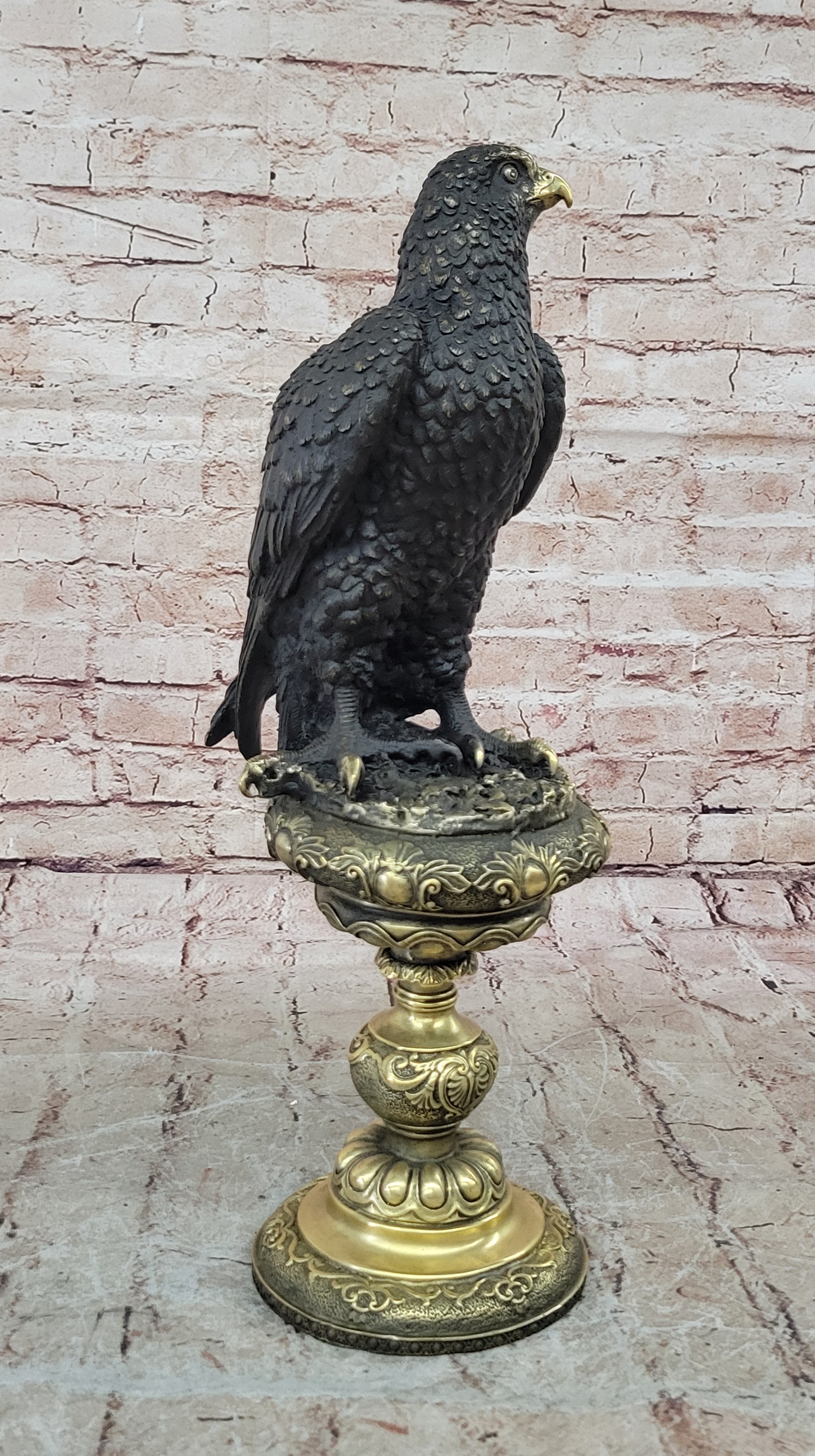 Bronze Eagle on Golden Pedestal by Milo