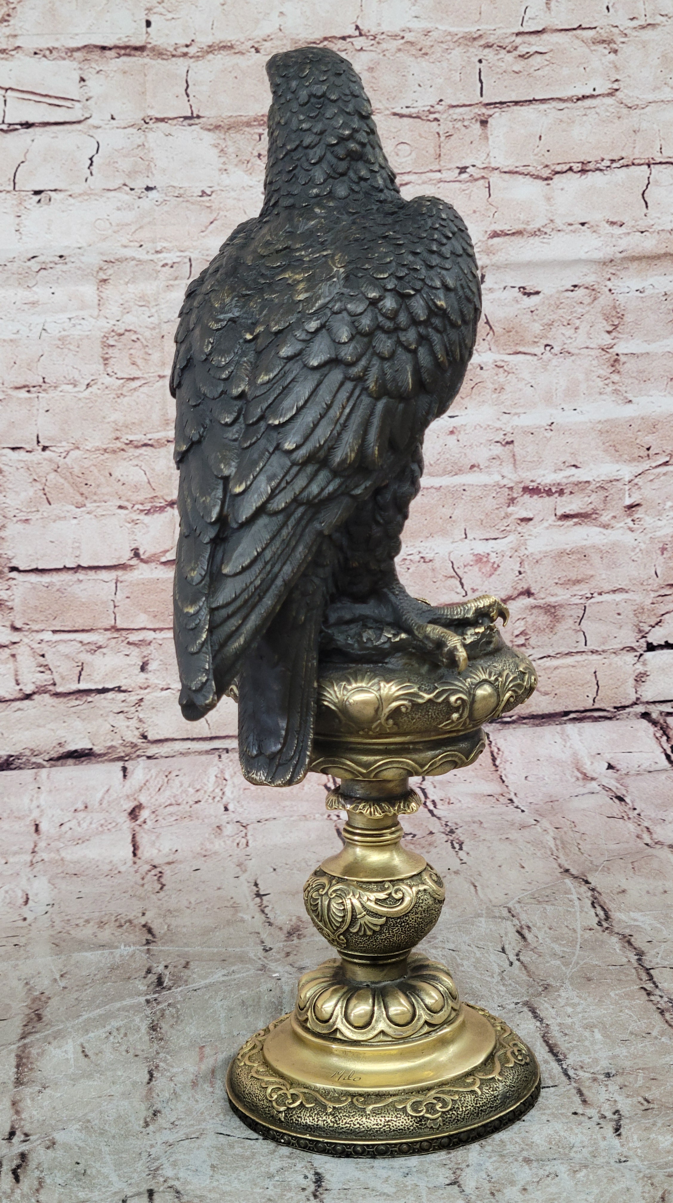 Bronze Eagle on Golden Pedestal by Milo