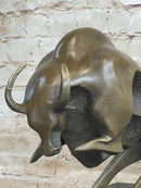 Abstract Surreal Charging Bull Bronze Sculpture 10"x 14"