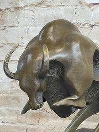 Abstract Surreal Charging Bull Bronze Sculpture 10"x 14"