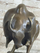 Abstract Surreal Charging Bull Bronze Sculpture 10"x 14"