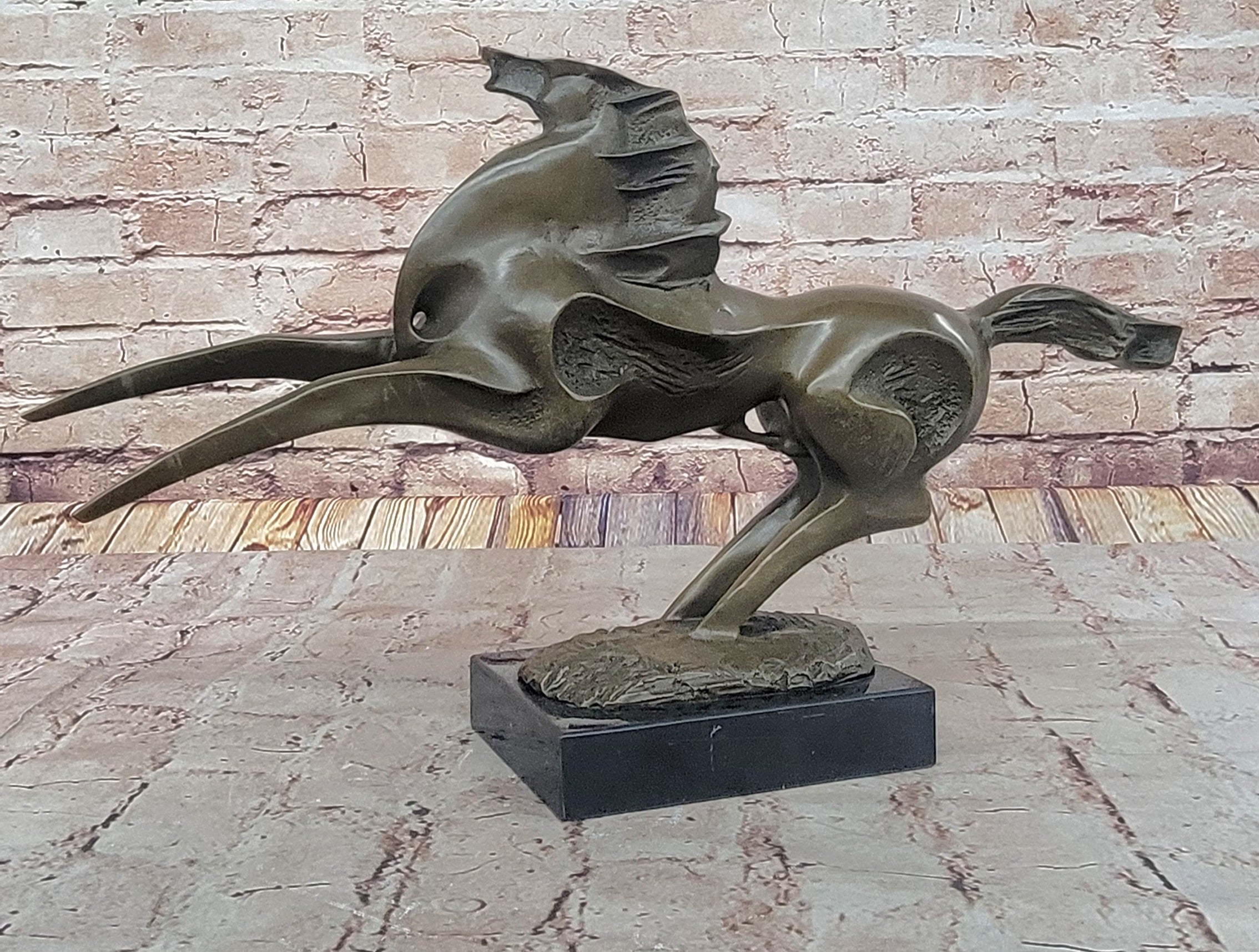 Large Abstract Modern Art Horse Gallops Bronze Sculpture