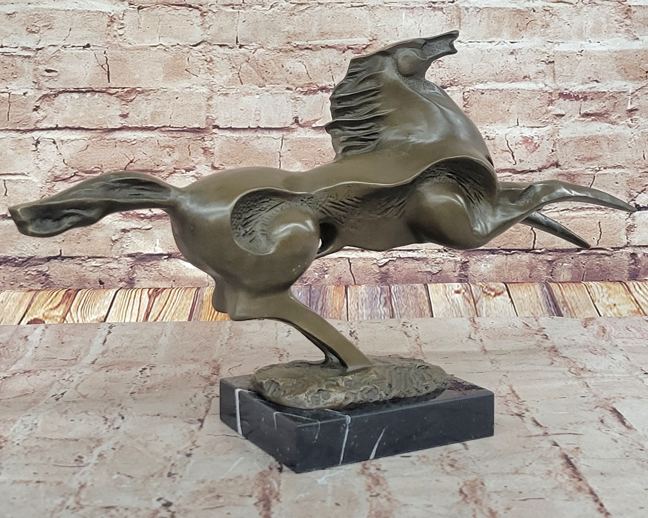 Large Abstract Modern Art Horse Gallops Bronze Sculpture