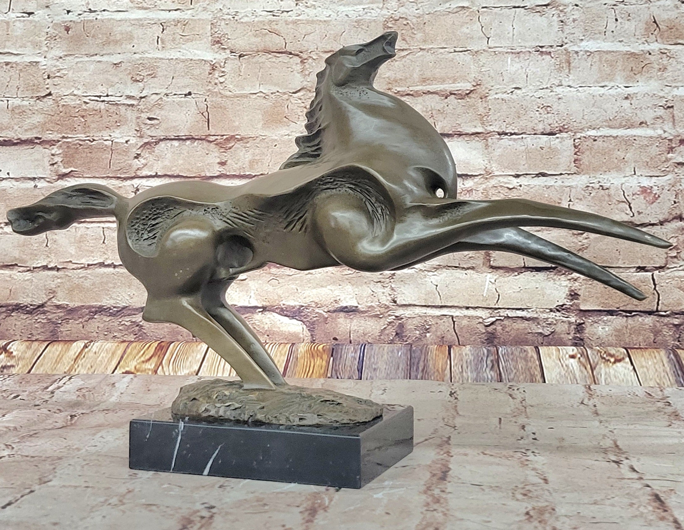 Large Abstract Modern Art Horse Gallops Bronze Sculpture