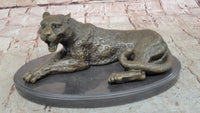 Signed Milo Jaguar Cheetah Wildlife Marble Base Bronze