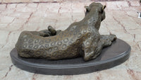 Signed Milo Jaguar Cheetah Wildlife Marble Base Bronze