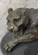 Signed Milo Jaguar Cheetah Wildlife Marble Base Bronze