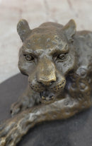 Signed Milo Jaguar Cheetah Wildlife Marble Base Bronze