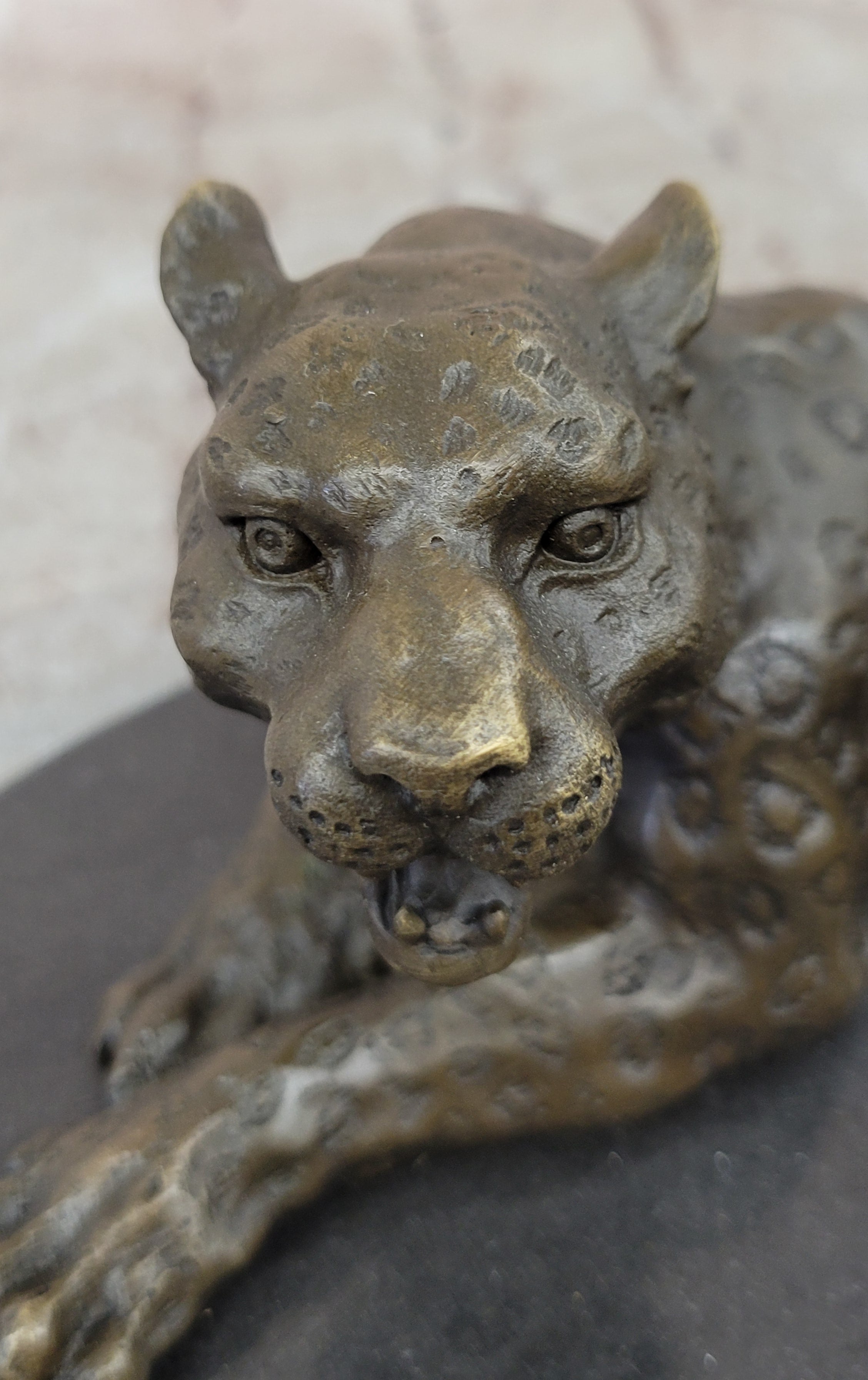 Signed Milo Jaguar Cheetah Wildlife Marble Base Bronze