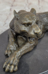 Signed Milo Jaguar Cheetah Wildlife Marble Base Bronze