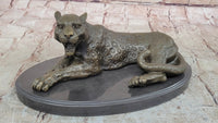Signed Milo Jaguar Cheetah Wildlife Marble Base Bronze