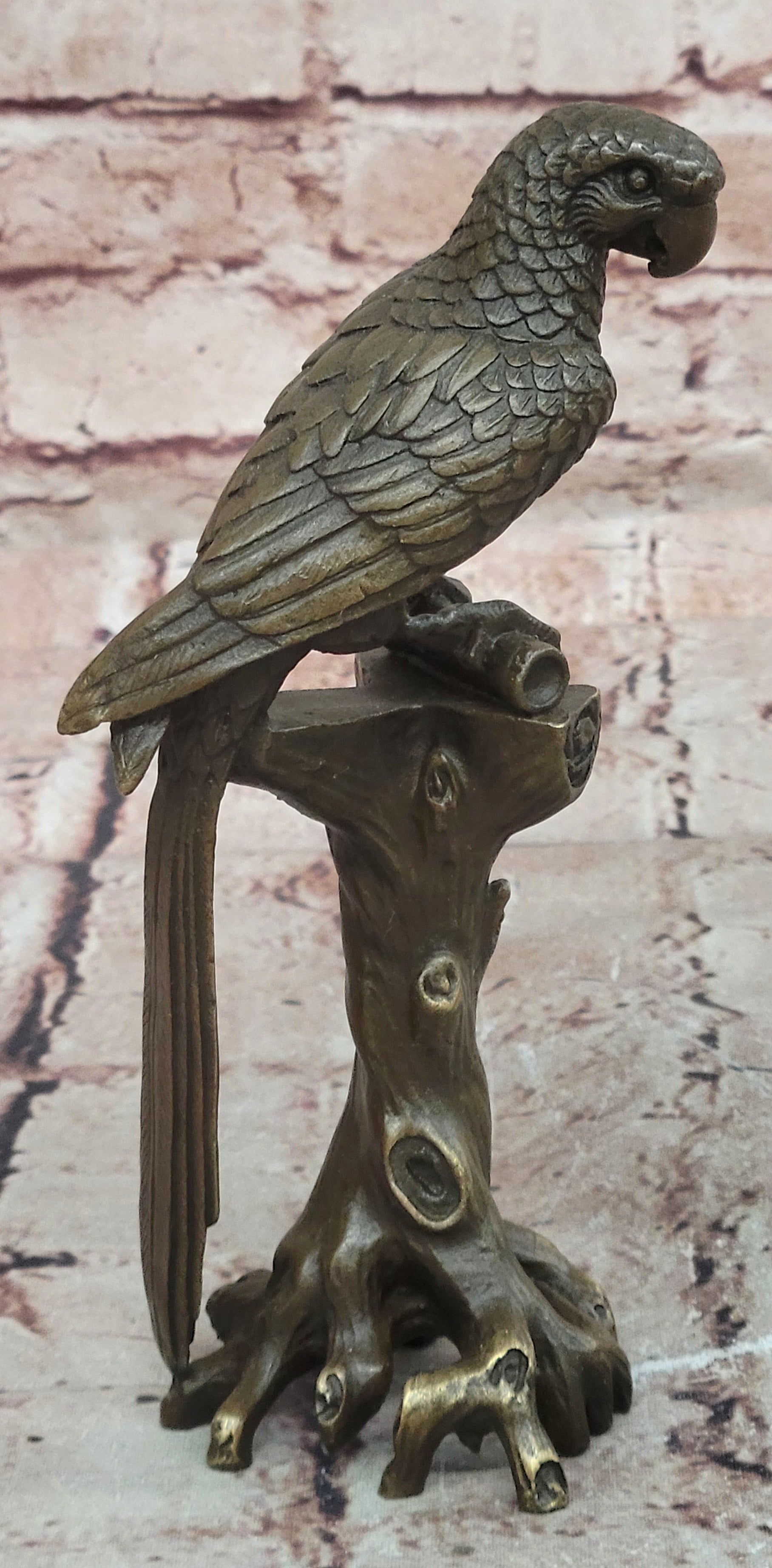 Bronze Parrot Macaw Bird Bronze Figure Sculpture Antique Style by Milo